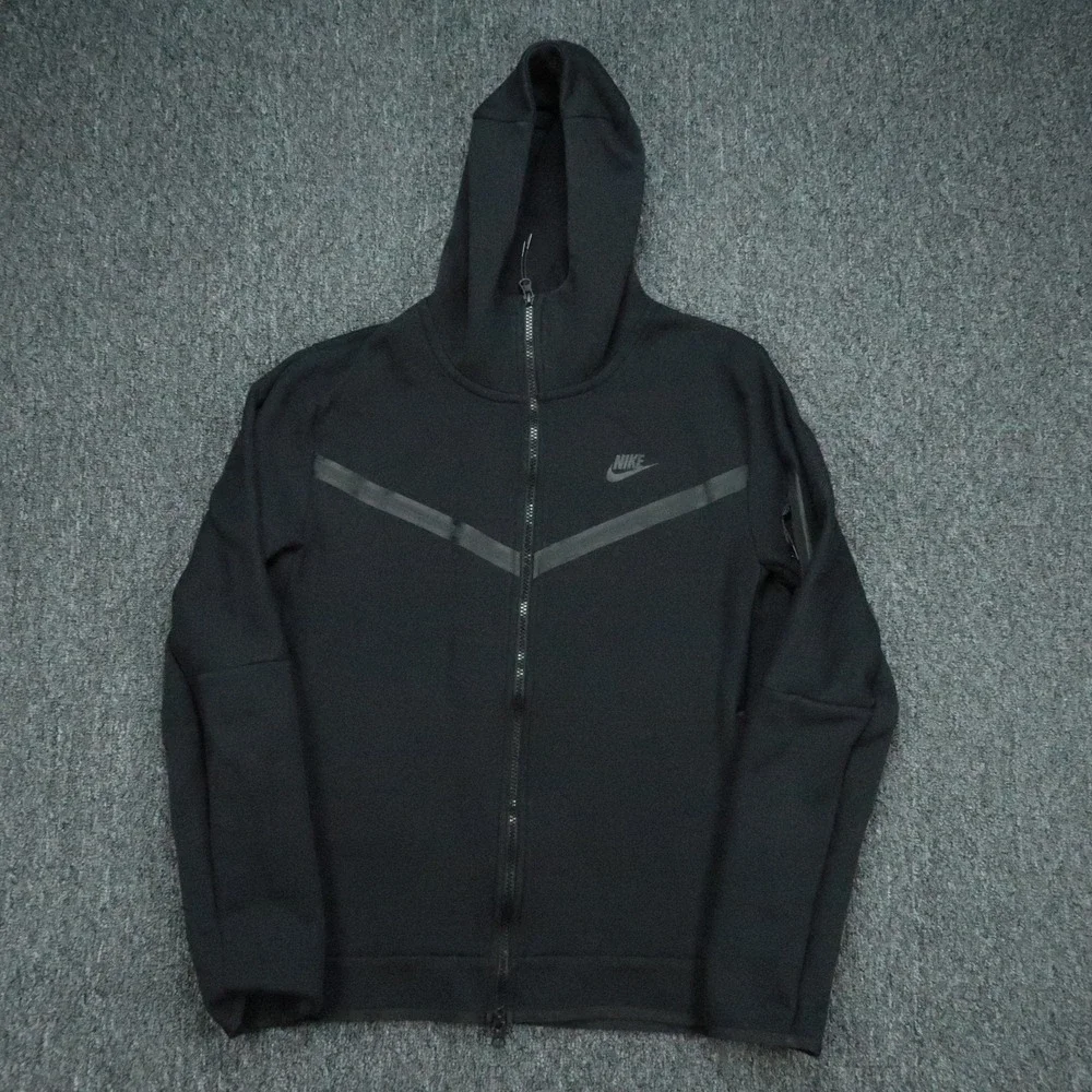 Nike Hoodie Mens Medium Black Tech Fleece Windrunner Full Zip Hooded Athletic